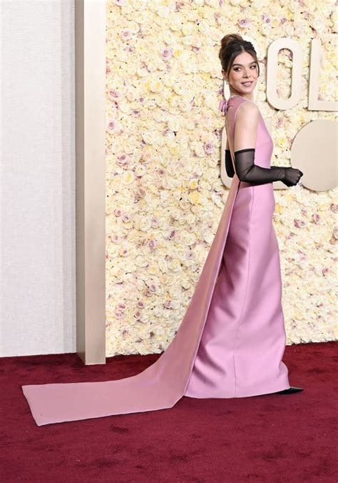 Hailee Steinfeld Is Pretty in a Pink Prada Dress at the 2024 Golden Globes