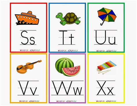 Kindergarten Worksheets: Printable Worksheets - Alphabet flash cards 4