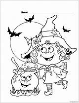 Cute Witch Halloween Coloring Page  Free Printable Pages sketch template