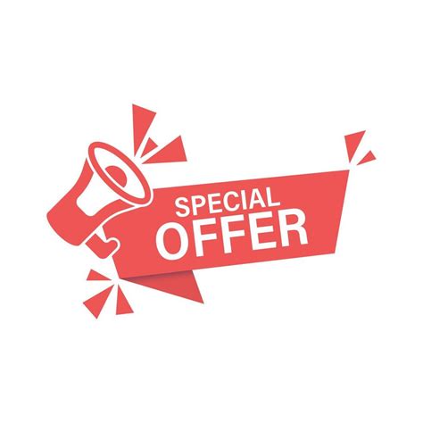 Special offer label icon in flat style. Megaphone with discount vector ...