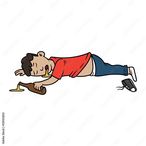 Cartoon Passed Out Drunk Man Vector Illustration Stock Vector | Adobe Stock