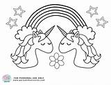 Rainbow Unicorn Coloring Page sketch template