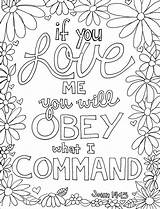 If You Love Me… Scripture Doodle  coloring Bible sketch template