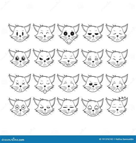 Cat Facial Expressions. Vector Illustration Decorative Design Stock ...