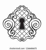 Keyhole Contour Illustration Coloring Template Tattoo Stock Vector  sketch template