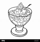 Coloring book For Children Whipped cream In A Bowl With Cherry And  sketch template