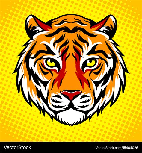 Tiger head pop art style Royalty Free Vector Image