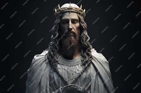 Premium AI Image | a statue of jesus with a crown on his head