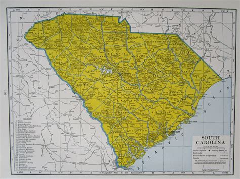 1940 SOUTH CAROLINA Railroad Map. 8x11. by OriginalAntiqueMaps