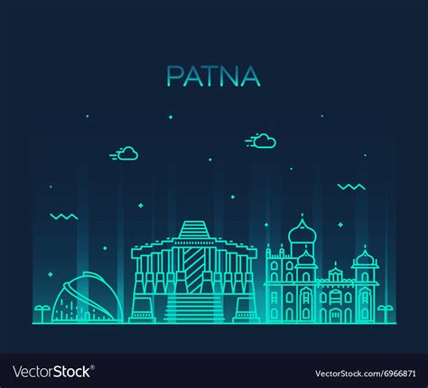 Patna skyline silhouette linear style Royalty Free Vector