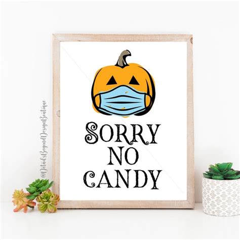 Sorry No Candy Printable Halloween Door Sign - Masked Pumpkin - Masked Jack-o-lantern ...