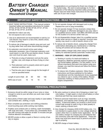 BATTERY CHARGER OWNER`S MANUAL | Manualzz