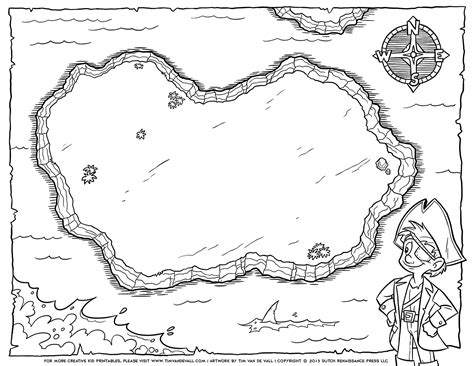 Pirate-Treasure-Map-Blank-BW - Tim's Printables