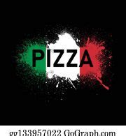 2 Pizza Label Or Poster Design Template Splash Clip Art | Royalty Free - GoGraph
