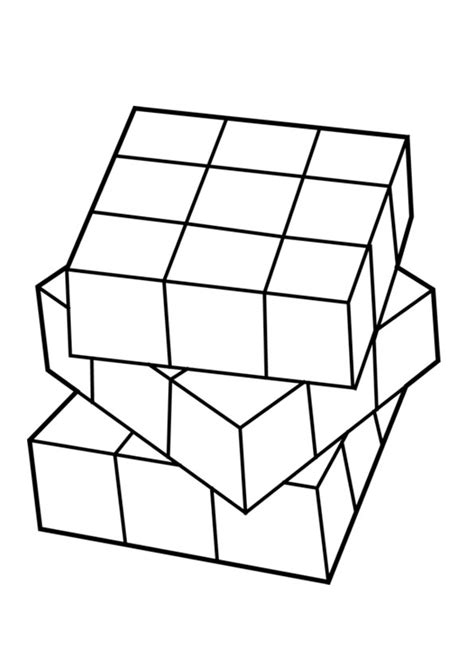 Coloring Pages | Rubik's cube coloring easy version