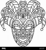 Mardi Gras Jester Mask Isolated Coloring Page Stock Vector Image & Art  sketch template