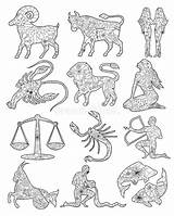 Coloring Set zodiac Signs Stock Vector Illustration Of astrology  sketch template