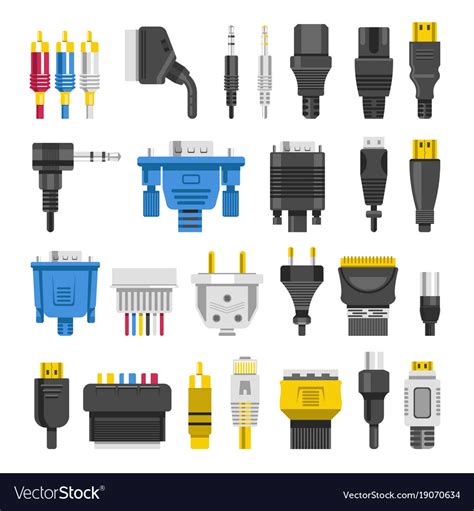 Cable ports jacks different digital outputs Vector Image