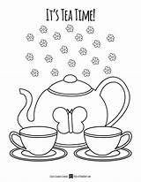 Tea Party Printable Coloring Pages  Word Searches sketch template