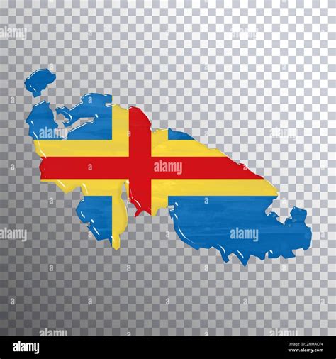 Aland Islands flag and map, transparent background, Clipping path Stock ...