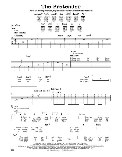 The Pretender by Foo Fighters - Guitar Cheat Sheet - Guitar Instructor