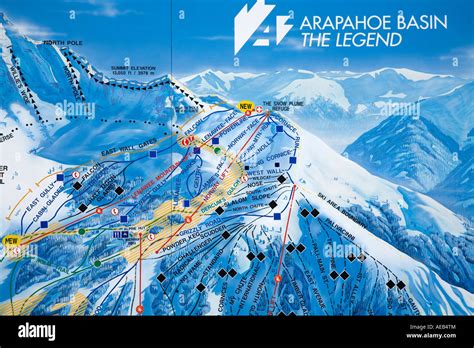 Map of Ski runs Arapahoe Basin Ski Resort Rocky Mountains Colorado USA Stock Photo - Alamy