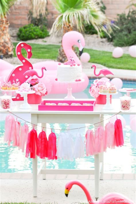 Kara's Party Ideas Flamingo Pool + Art Summer Birthday Party | Kara's ...