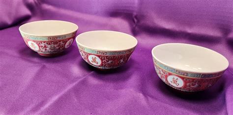 3 Vintage Chinese Rice Bowls - Etsy