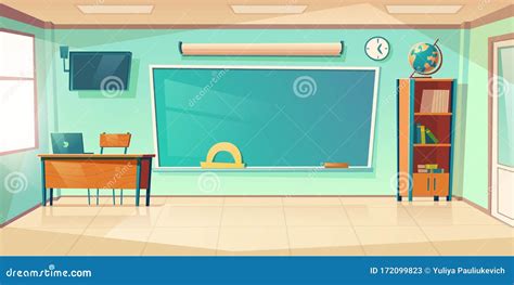 Empty Classroom Interior, School or College Class Stock Vector - Illustration of chalk ...