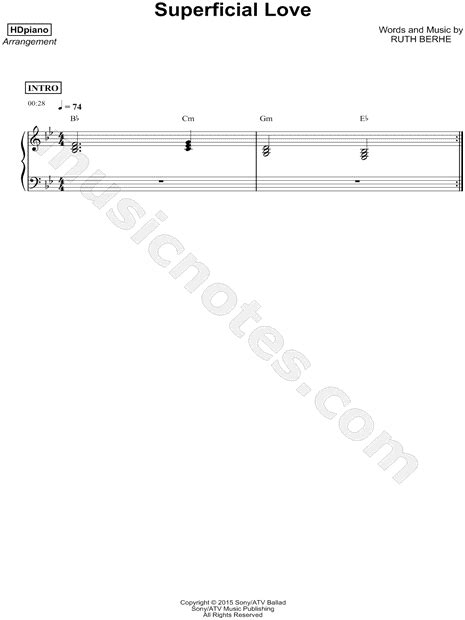 HDpiano "Superficial Love" Sheet Music (Piano Solo) in Bb Major - Download & Print - SKU: MN0180840