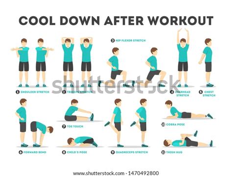 Cool Down After Workout Exercise Set Stock Vector (Royalty Free ...