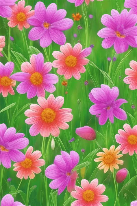 Whimsical Flowers Wallpaper