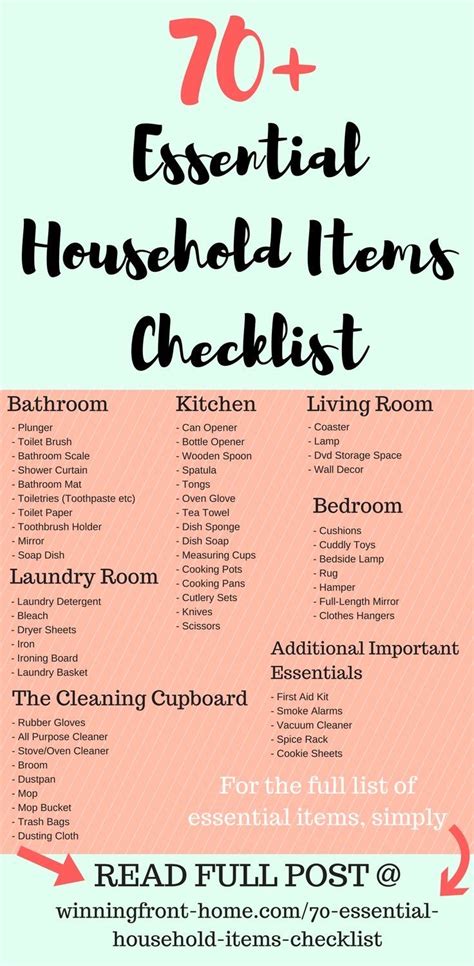 Top 10 Essential Household Items Checklist