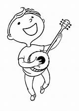 Boy Playing Banjo sketch template