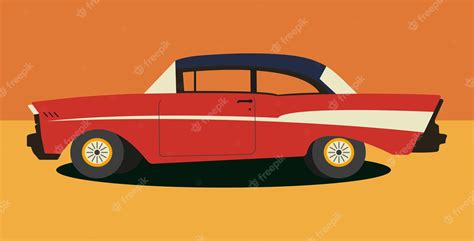 Premium Vector | Illustration of a retro car in the style of the late 50's