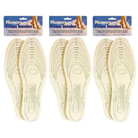 3 Pairs Memory Foam Insoles Shoe Comfort Unisex Size Cushion Feet Pad ...