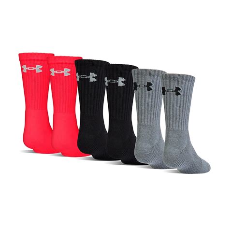 Under Armour Boys Charged Cotton 2.0 Crew Socks Under Armour Socks U322B-P 6 Pack Sports ...