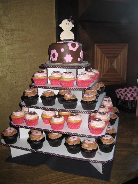 Baby Shower cupcake tower | Pink and brown baby shower cupca… | Flickr - Photo Sharing!