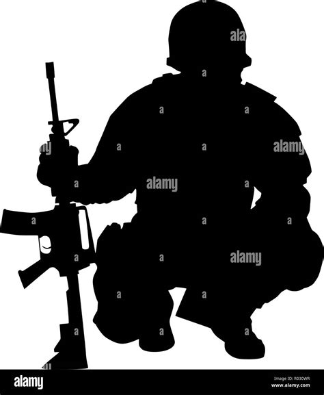 Army commando fighter isolated vector black silhouette Stock Vector Image & Art - Alamy