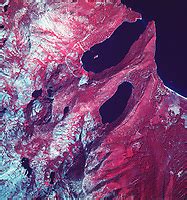 historical color infrared aerial photograph of Lake Tahoe, Emerald Bay and Cascade Lake, El ...