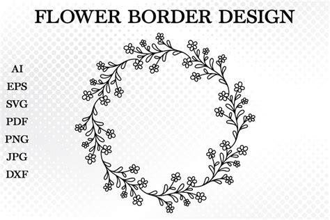 Flower Border SVG, Floral Wreath SVG, Flower Circle Wreath