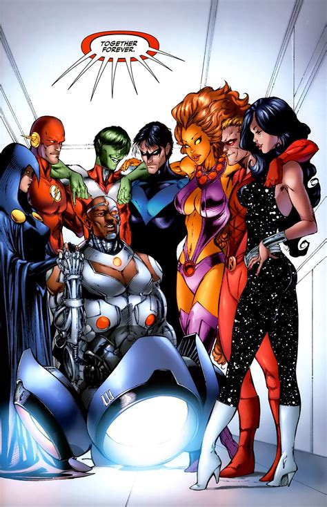 Teen Titans. Raven, Flash (Wally West), Beast Boy, Nightwing, Starfire ...