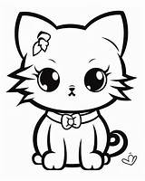 Kawaii Cat Coloring Pages For Kids sketch template