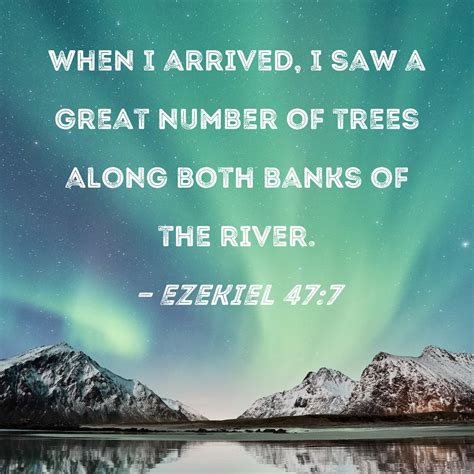 Ezekiel 47:7 When I arrived, I saw a great number of trees along both banks of the river.