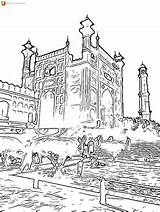 Badshahi Mosque Lahore Coloring Page 5 By Qureshi Creative Corner sketch template