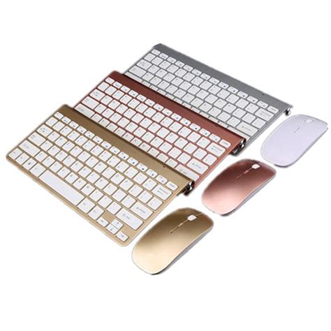 Ultra-Thin Fashion Mini Desktop Computer Laptop TV Wireless Keyboard and Mouse Set Rose Gold ...