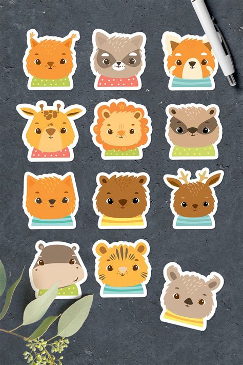 Baby animals faces stickers