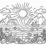 Nice Ocean Scene coloring Page  Download Print Or Color Online For Free sketch template