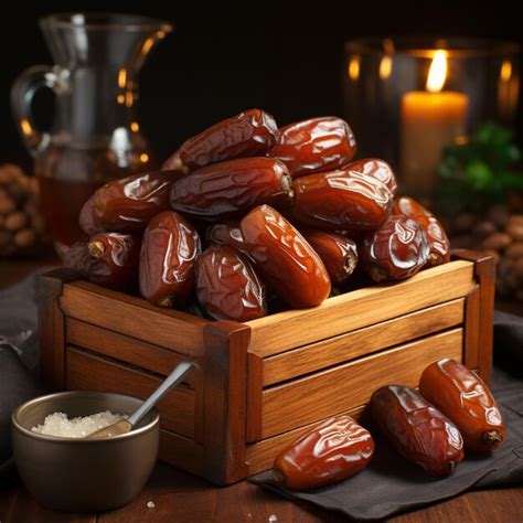 Premium AI Image | Dried Dates in a Wooden Basket Closeup of Date Fruit ...