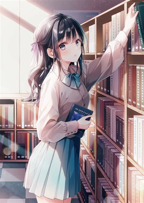 Cute Girl In The Library [Original] : r/awwnime